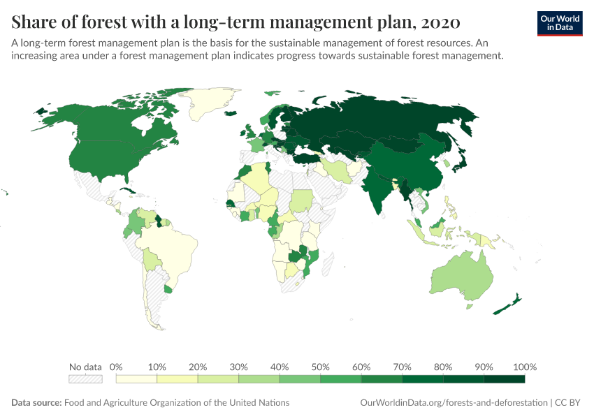 A thumbnail of the "Share of forest with a long-term management plan" chart